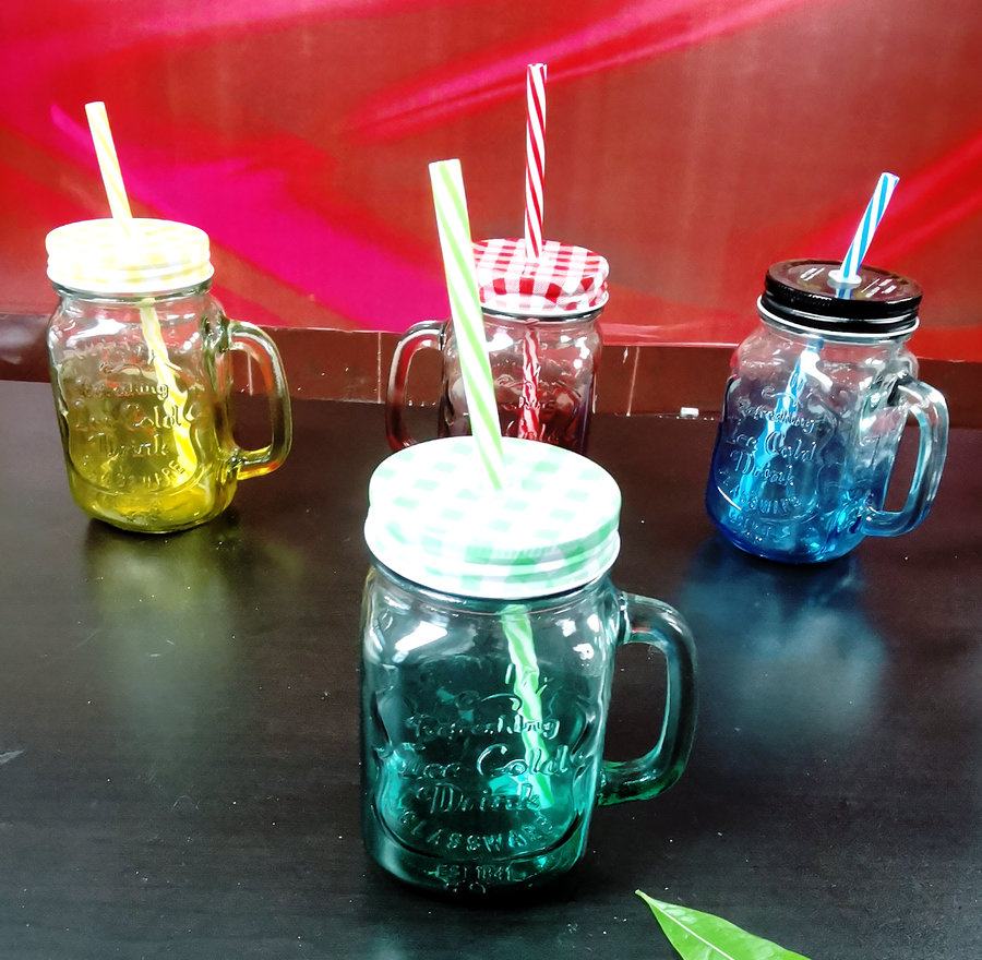 17 Oz. Jelly Color Glass Mug with Acrylic Lid
